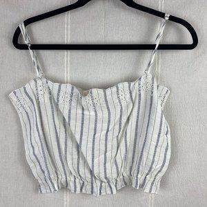 NWT LA Hearts Large Crop Top Embroidery Blue & White Pac Sun